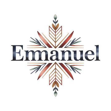Elegant art deco style starburst design with the word emmanuel isolated on transparent background