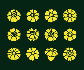 Vibrant marigold flower illustration with detailed petals