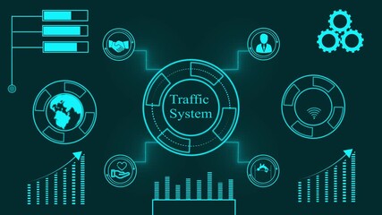 Futuristic Digital Traffic System Network with Global Connectivity and Growth Charts image photo - Powered by Adobe