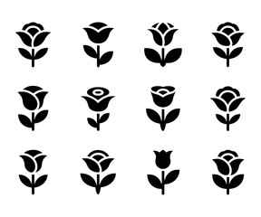 Elegant rose flower silhouette design