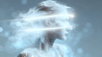 AI and Technology Abstract Art of Luminous Human Figure