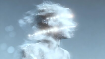 Futuristic Abstract Human Form Made of Light and Particles