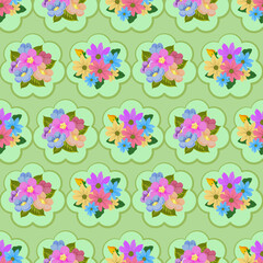Vintage floral sweet and charming cottagecore seamless pattern repeatable for print background fabric textile cards backdrop in folk art decorative illustration style, vector illustration, vintage 