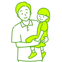 娘を抱っこする父親