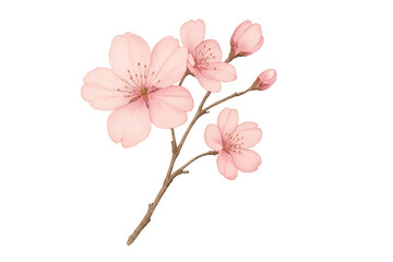 Obraz premium Cherry blossom branch illustration with transparent background