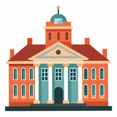 Obraz premium Historical architectural building with columns. School, college, museum, bank. Isolated vector illustration on white background