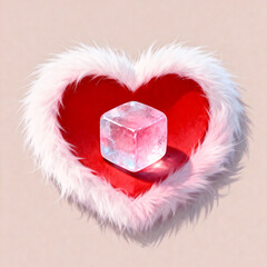 Furry Heart With Ice Cube Art Concept