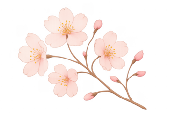 Cherry blossom branch with pink flowers and buds