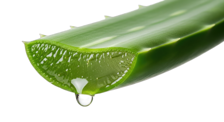 Close up of a fresh aloe vera leaf with gel dripping