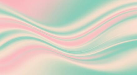 Obraz premium Luminous Gradient in Pink, Mint, and Cream Hues. Soft Layered Motion Waves.