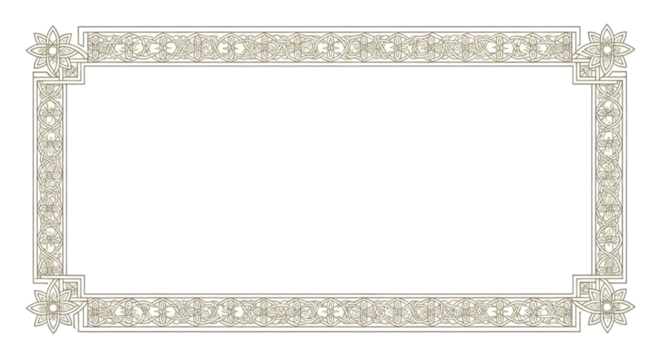 Ornate Golden Rectangular Frame with Islamic Geometric Patterns border isolated on a transparent background - Powered by Adobe