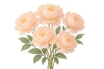 Peach peony flowers bouquet on transparent background