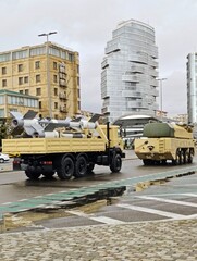 Azerbaijan military vehicles.Parade for the victory day .Baku , 4 november 2025. High quality photo