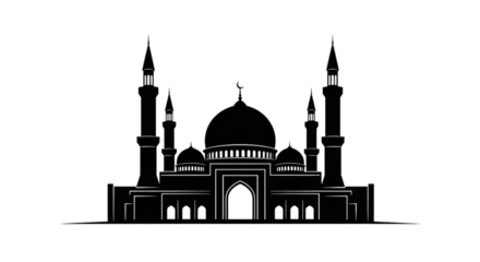 Stylized Mosque Silhouette with Subtle Outlines islamic architecture isolated on a transparent background