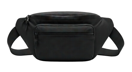 Naklejka premium Black Fanny Pack Waist Bag for Travel and Outdoor Activities.