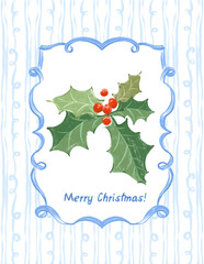 Vintage watercolor Christmas postcards. hand-painted festive illustrations with decorated trees, mistletoe, holly, ribbons, and charming retro details for greetings and invitations.