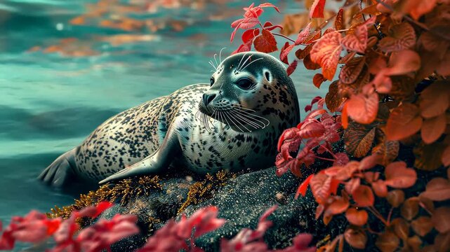 Portrait of a seal in nature. Selective focus. animal.