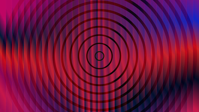 Abstract concentric circle art on vibrant gradient background