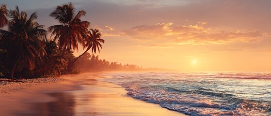 Golden Sunset Over Tropical Beach