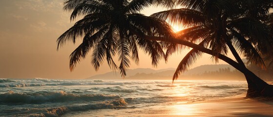 Golden Sunset Over Tropical Beach