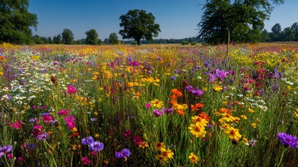 Blooming Spring Wildflower Meadow