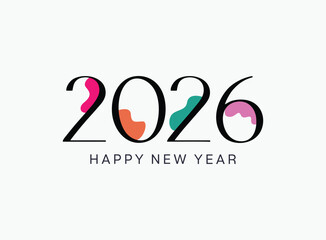 Happy new year 2026 greeting card design template. Happy new year 2026 vector