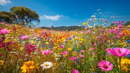 Blooming Spring Wildflower Meadow