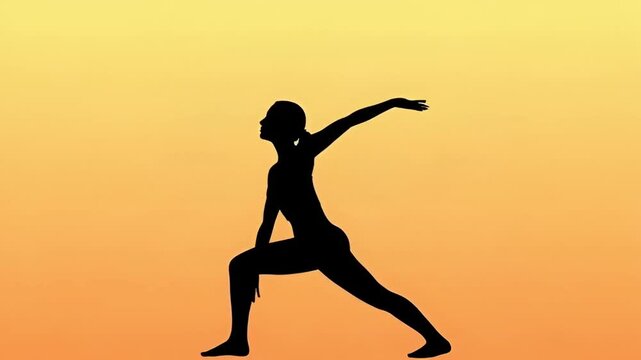 Find your inner peace with this graceful yoga warrior pose video sequence for fitness, flexibility, and wellness in a calming, golden sunset setting, perfect for promoting health and mindfulness