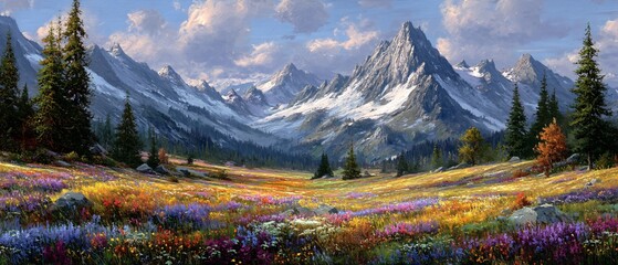 Wildflowers in Alpine Meadow