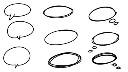 Hand Drawn Empty Circles and Oval Highlight Frames Set