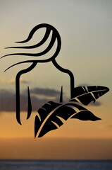 Silhouette of a woman at sunset