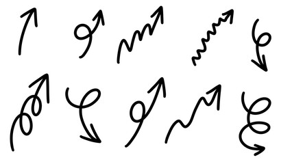 Abstract Black Pen Drawn Arrow Pointers and Lines