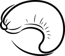 Naklejka premium Illustrator Cashew nut single outline healthy food silhouette vector