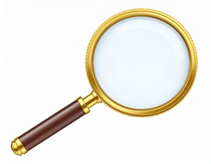 Classic Magnifying Glass with Golden Rim and Brown Handle