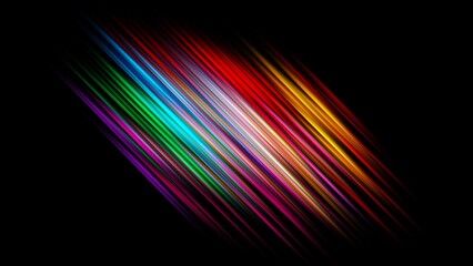 Dynamic Neon Rainbow Diagonal Lines on Dark Background