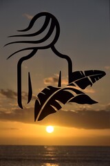 Silhouette of a woman at sunset