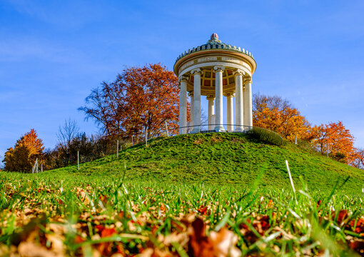 famous monopteros at the english garden in munich