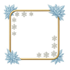 Obraz premium A golden frame with icicles and snowflakes, perfect for winter themed photos.