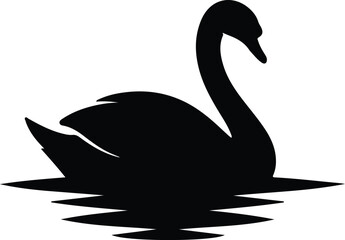 Illustrator swan swimming elegant graceful water bird wildlife Silhouette vector