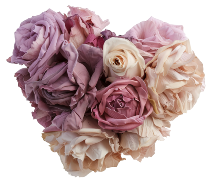 This artistic design showcases a heart shape crafted from delicate roses in soft pastel hues. Ideal for romantic themes and special celebrations, it adds a loving touch to any setting