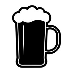Foamy beer mug and glass illustration for pub, bar, party celebration drink symbol