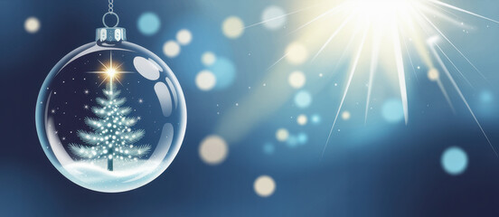 Shiny Christmas Tree In Snow Globe
