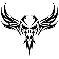 Fototapeta premium Vector Art Bold Skull and Raven Biker Design for Tattoos or Logos High Contrast Monochrome