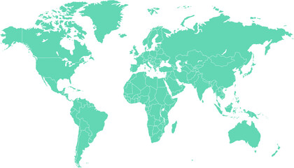 World map. Green modern vector map. Silhouette map.