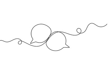 One line minimalist speech bubble drawing with simple outline vector illustration isolated design
