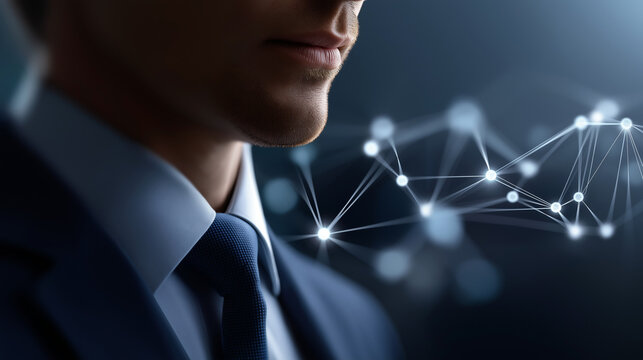 Influencer and opinion leader concept visualization with network connections faceless composition defocused social media background digital influence network professional