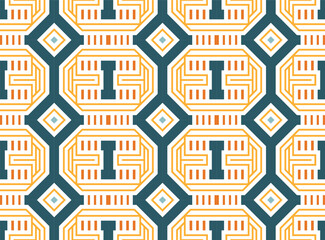 Abstract Geometric Square Seamless Vector Pattern Interior Luxury Style Minimal Design Perfect for Allover Fabric Print or Wall Paper Dark green and yellow tones