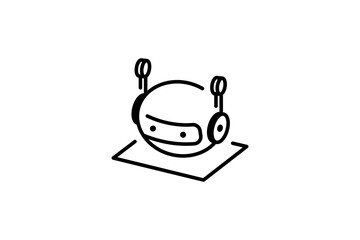 Robot head linear icon in line style isolated on white background