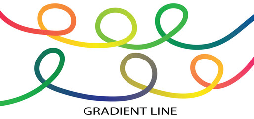 Vibrant flowing gradient lines with creative artistic loops, suitable for digital art, web design, and contemporary visual projects in a scalable vector illustration