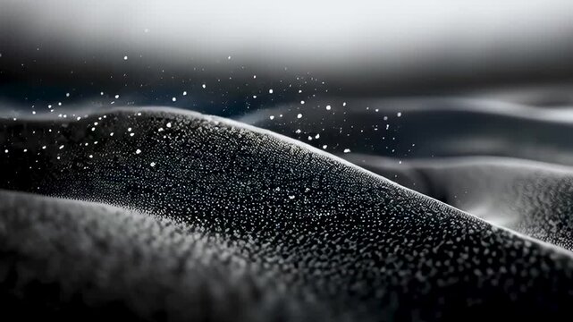 Abstract Textured Surface with Sparkles: A close-up view reveals an abstract texture with delicate, sparkling particles floating above the surface.